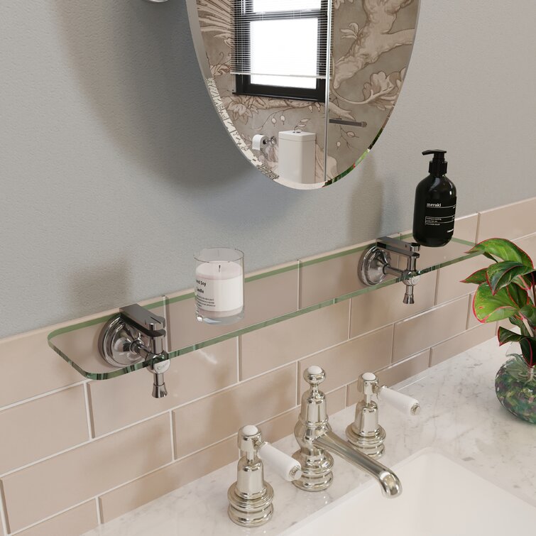 Glass and chrome store bathroom shelf